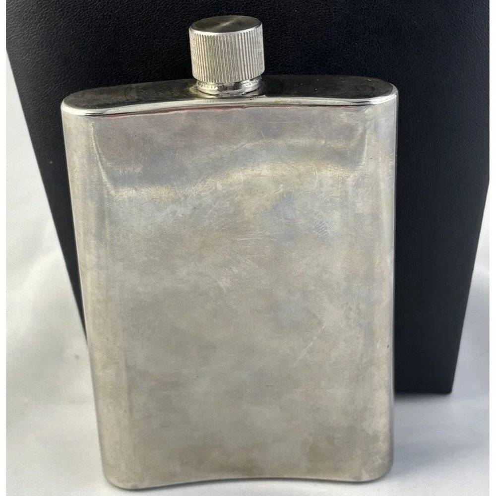 Vintage Beautiful Decorated Russian Enamel & Stainless Steel Flask 5.25 Inches